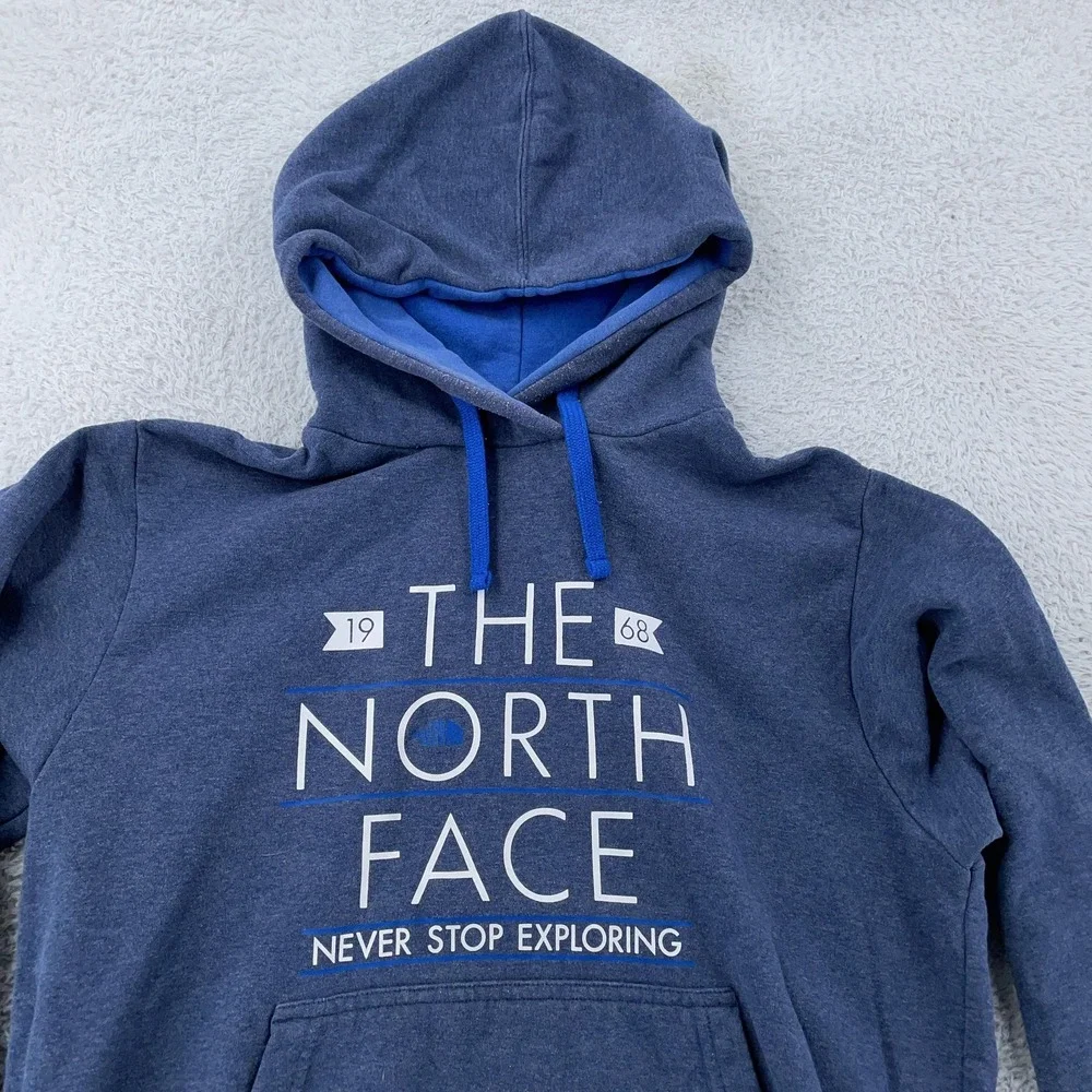 The North Face Hoodie Mens Medium Navy Blue Never Stop‎ Exploring Sweatshirt